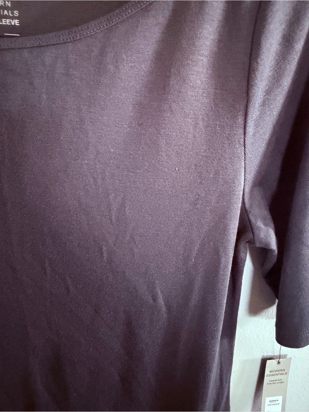 Apt. 9 Women's Slate Gray Scoop Neck Elbow Sleeve Top - Picture 6 of 7